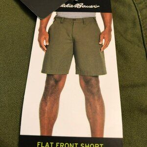 Eddie Bauer Flat Front Mens Shorts Relaxed Fit Sz 38 Dark Green 9" Inseam NWT